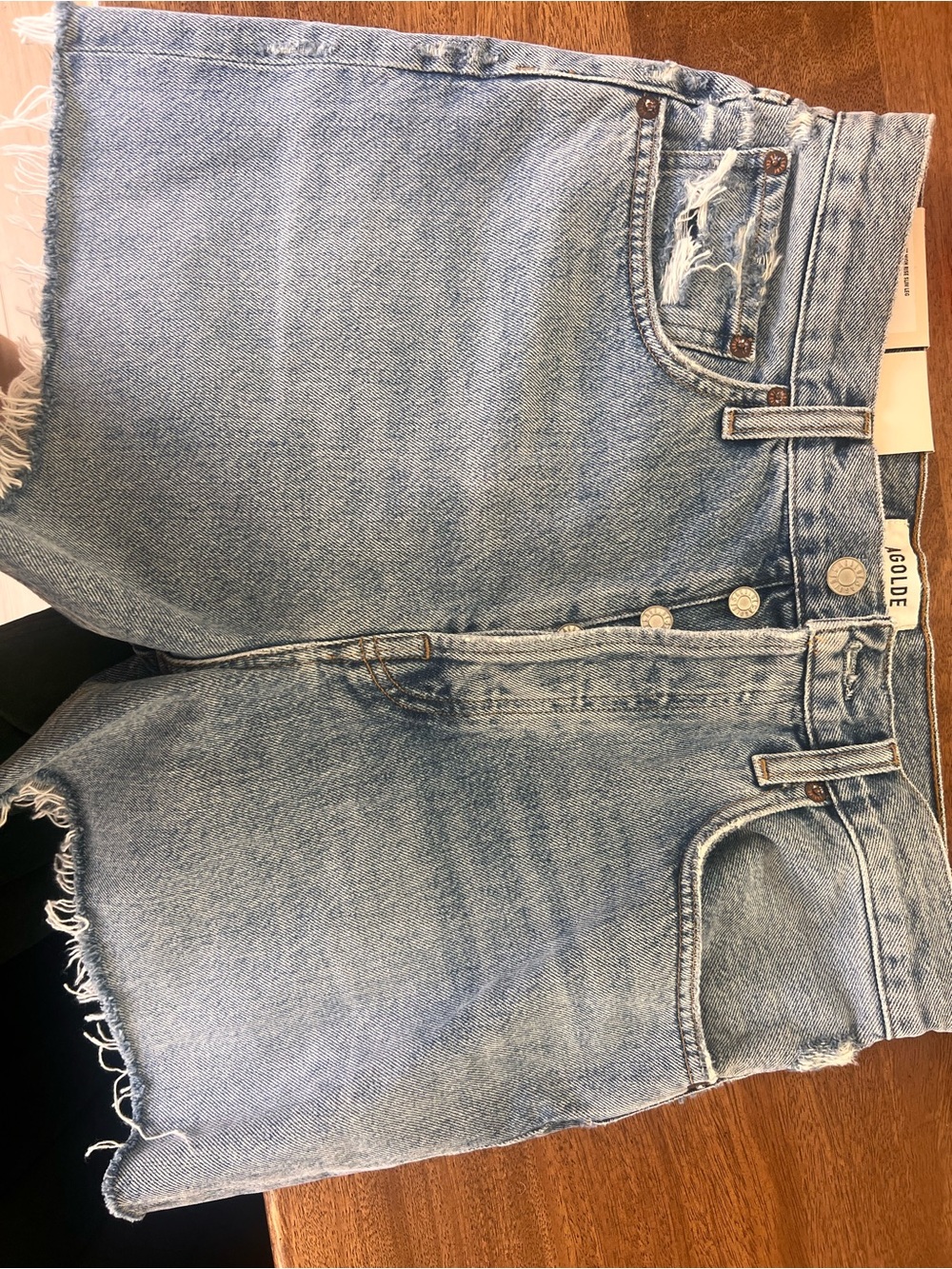 Agolde Light Wash High-Rise Denim Shorts